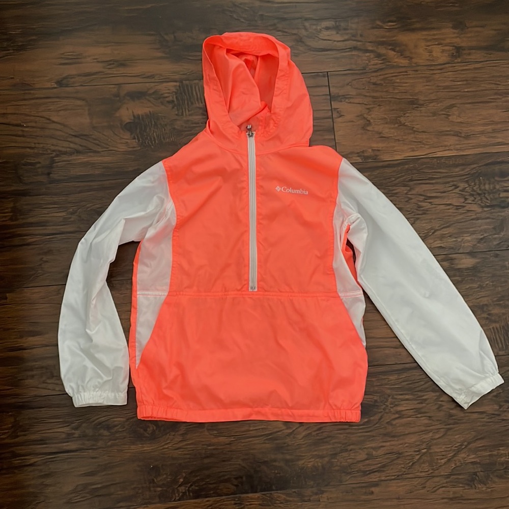 Columbia pink and white windbreaker